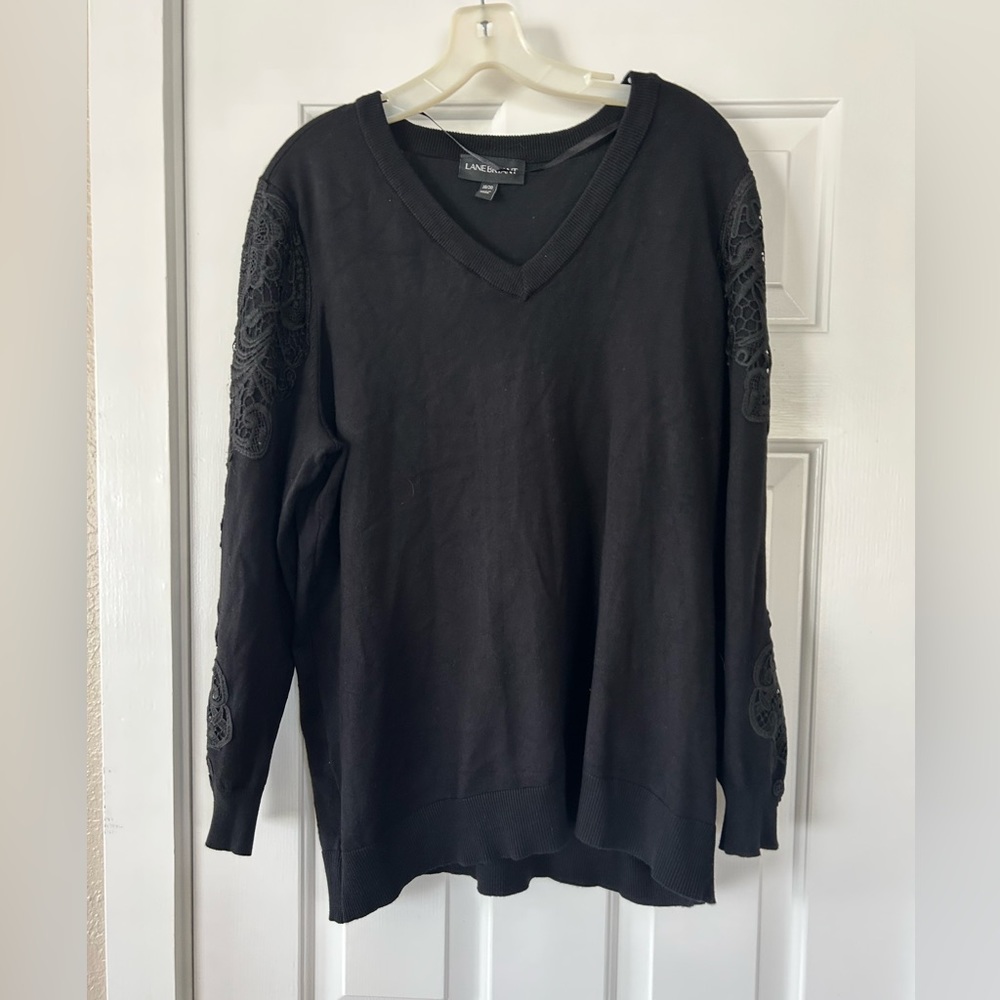 Lane Bryant Black Lace Accent Sweater - 18/20